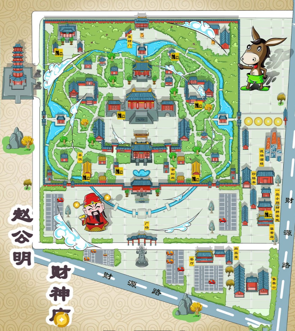 宁化寺庙类手绘地图